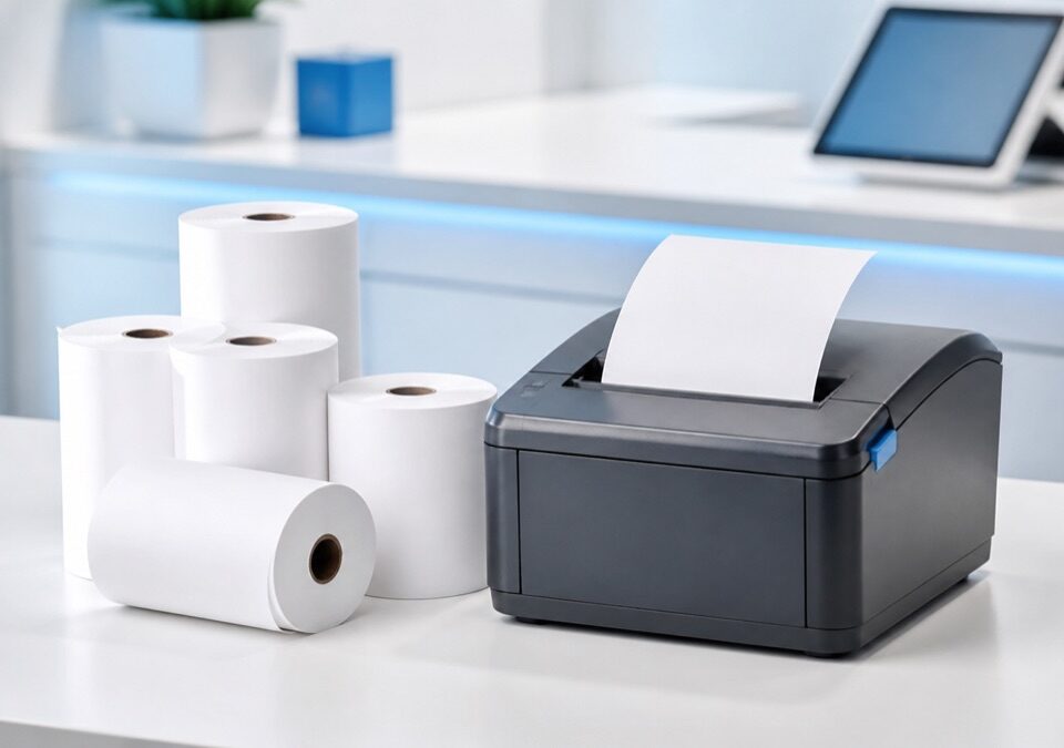 Kertas thermal ukuran 58 mm dan 80 mm dengan printer struk